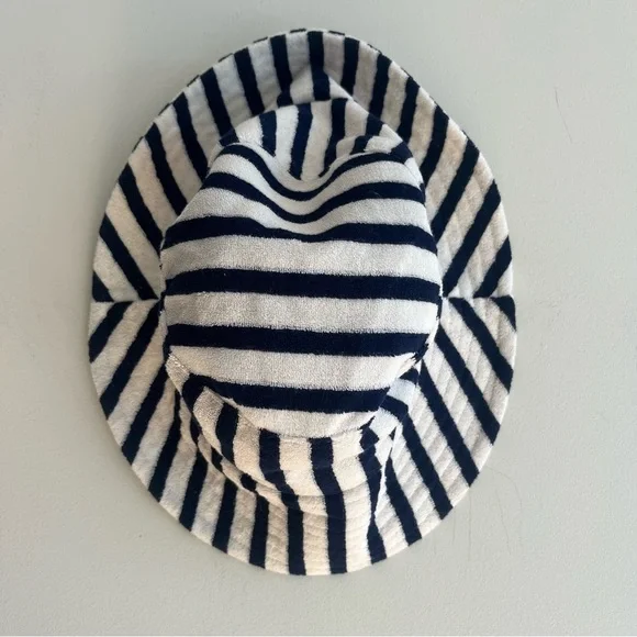 Love & Lore Terry Indigo Navy Blue & Off White Striped Bucket  Hat - Picture 3 of 9